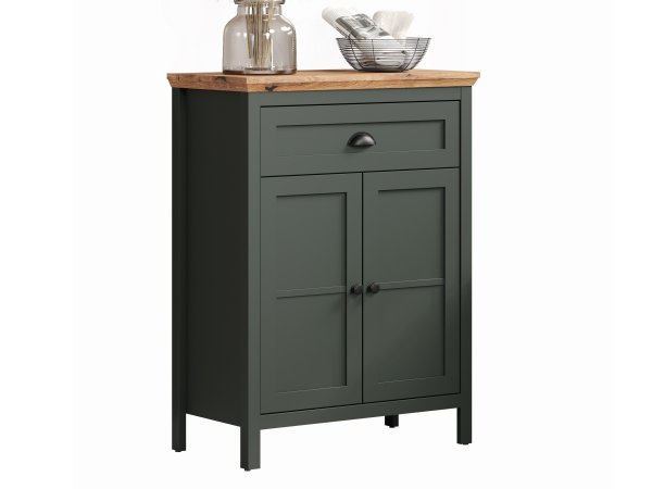 Komoda do předsíně STANTON (typ 2209-867-04) tmavě zelená/dub Evoke