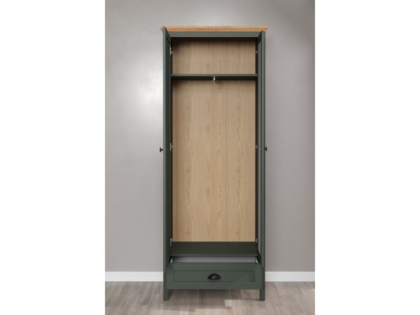 Šatní skříň do předsíně STANTON (typ 2209-117-04) tmavě zelená/dub Evoke