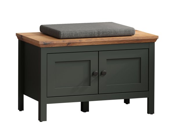 Lavice/botník do předsíně STANTON (typ 2209-310-04) tmavě zelená/dub Evoke