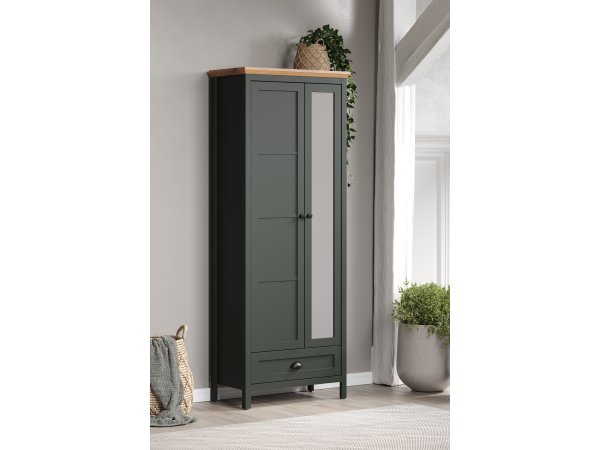 Šatní skříň do předsíně STANTON (typ 2209-117-04) tmavě zelená/dub Evoke