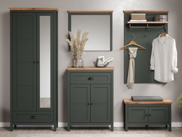 Věšák do předsíně STANTON (typ 2209-440-04) tmavě zelená/dub Evoke