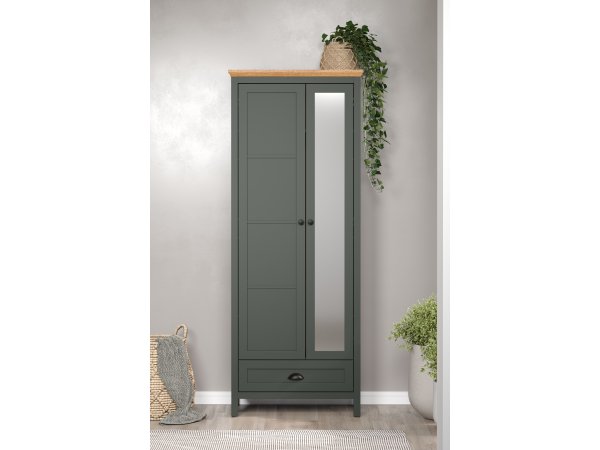 Šatní skříň do předsíně STANTON (typ 2209-117-04) tmavě zelená/dub Evoke