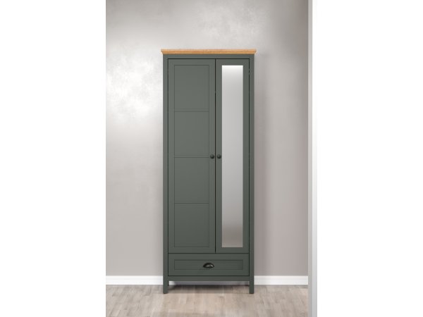 Šatní skříň do předsíně STANTON (typ 2209-117-04) tmavě zelená/dub Evoke