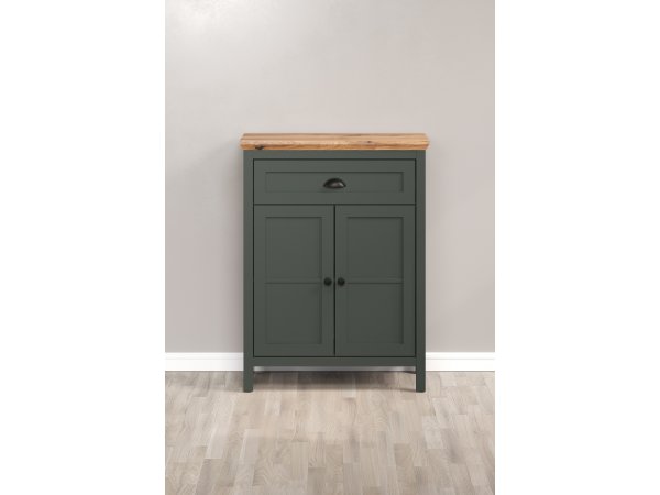 Komoda do předsíně STANTON (typ 2209-867-04) tmavě zelená/dub Evoke