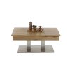 Konferenční stolek se zvedací deskou TANGER dubová dýha/leštěná ocel