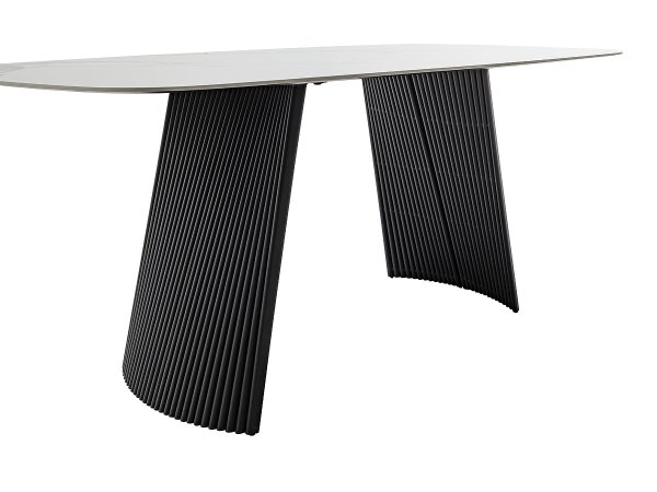 Jídelní stůl TOBELO bílý mramor, podnož černá matná