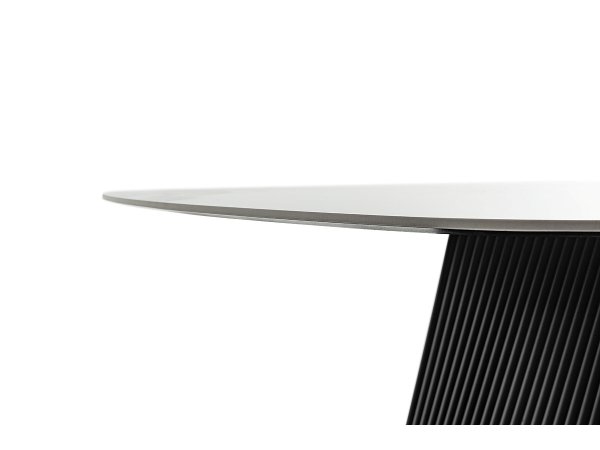 Jídelní stůl TOBELO bílý mramor, podnož černá matná