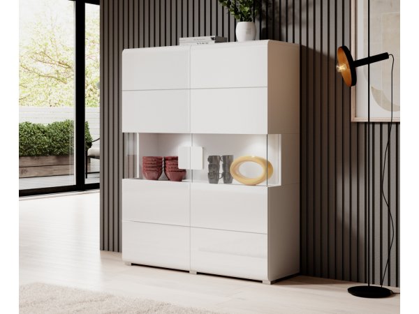 Moderní obývací stěna TOLEDO 1 bílá/bílý lesk