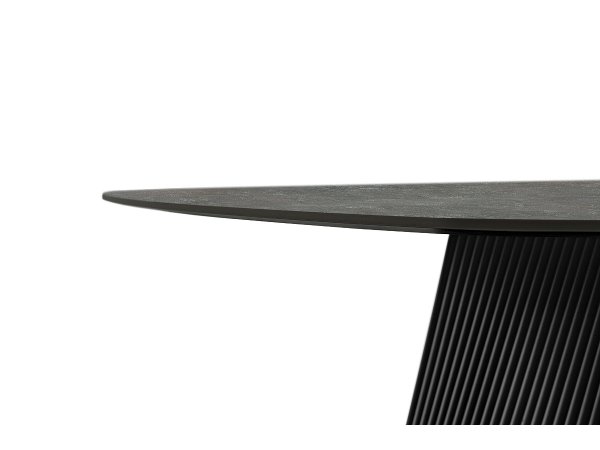 Jídelní stůl TOBELO antracitový mramor, podnož černá matná