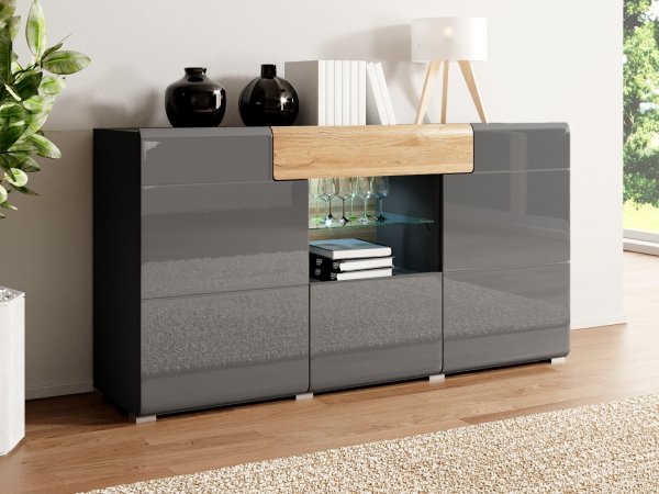 Komoda TOLEDO (typ 26) dub Grandson/šedý lesk