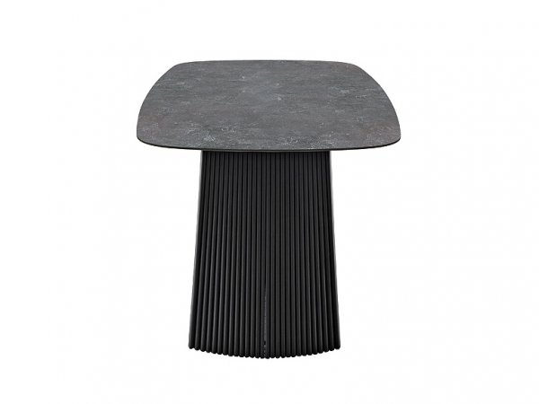Jídelní stůl TOBELO antracitový mramor, podnož černá matná