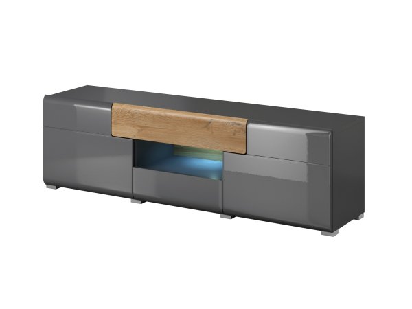 Moderní obývací stěna TOLEDO dub Grandson/šedý lesk