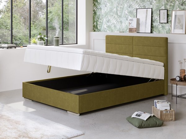 Čalouněná postel s úložným prostorem a topperem TOM 120x200