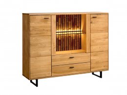 Dubová komoda s vitrínou včetně osvětlení TRAMONTO typ 46