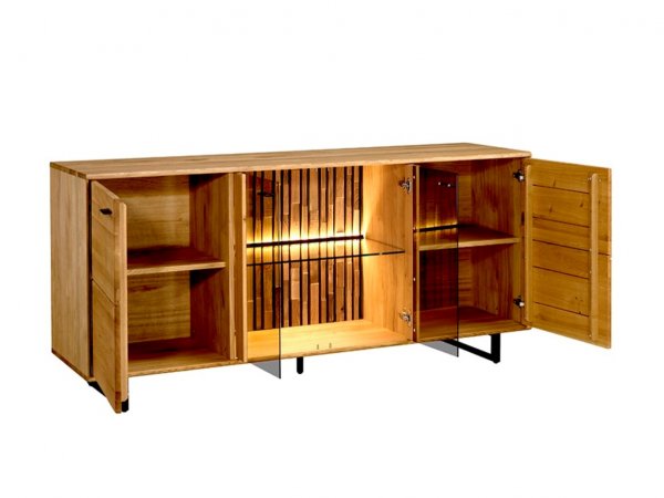 Dubová komoda s vitrínou včetně osvětlení TRAMONTO typ 49