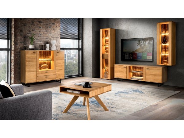 Dubový nábytek do obývacího pokoje včetně osvětlení TRAMONTO 5