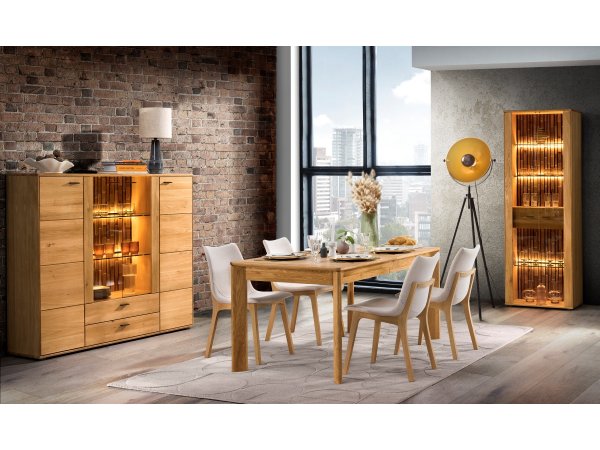 Dubová komoda s vitrínou včetně osvětlení TRAMONTO typ 47