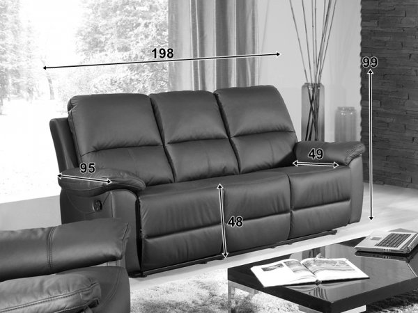 Kožená pohovka s funkcí relax TRIPOLIS