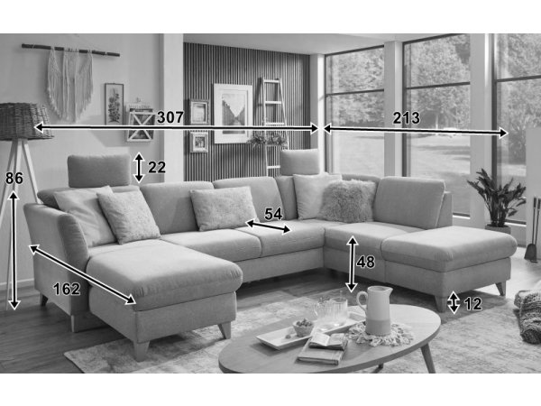 Sedací souprava ve skandinávském stylu TRELLEBORG ve tvaru U