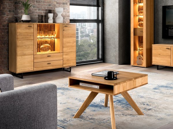 Dubový nábytek do obývacího pokoje včetně osvětlení TRAMONTO 6