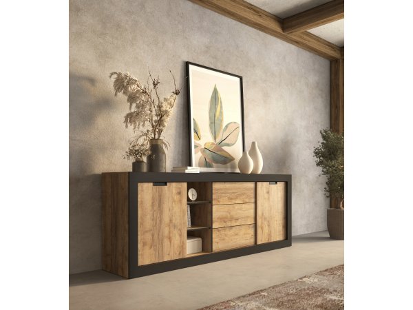 Nábytek do obývacího pokoje TUDOR dub Samdal/černý mat