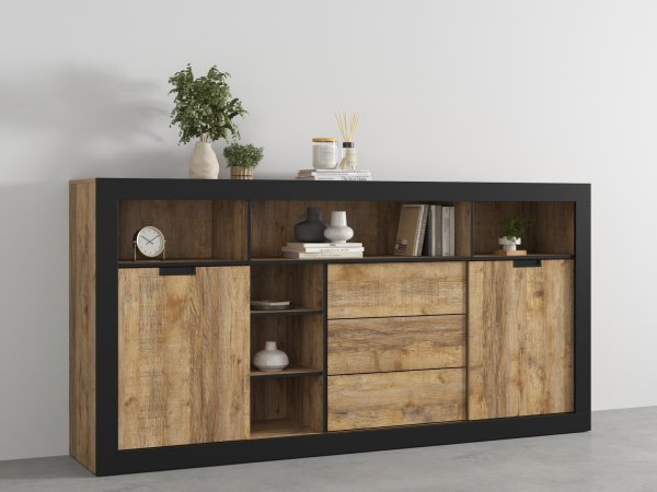 Komoda do jídelny a obývacího pokoje (typ 43) TUDOR dub Samdal/černý mat