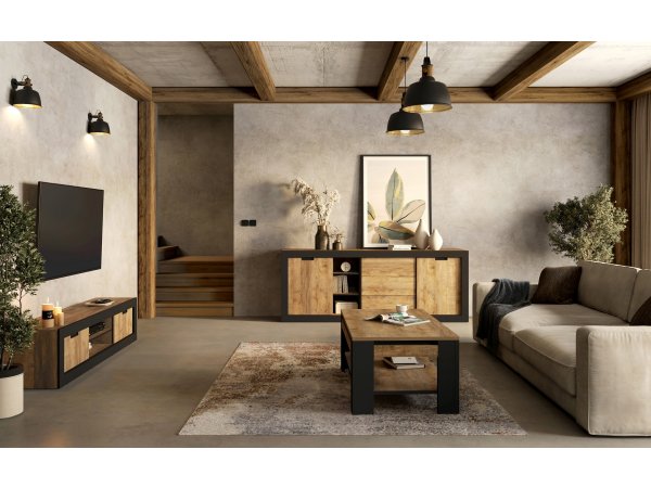 Konferenční stolek (typ 99) TUDOR dub Samdal/černý mat