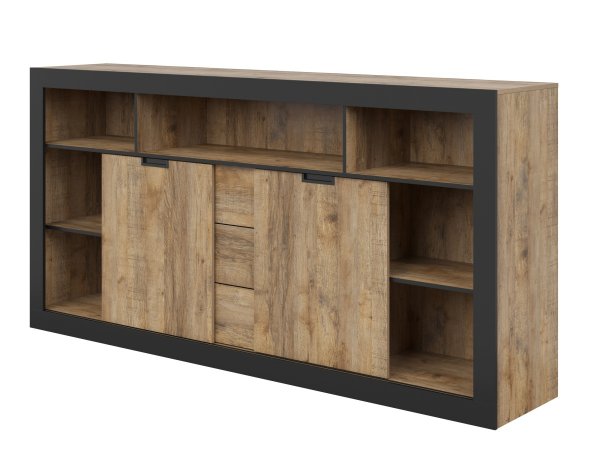 Komoda do jídelny a obývacího pokoje (typ 43) TUDOR dub Samdal/černý mat