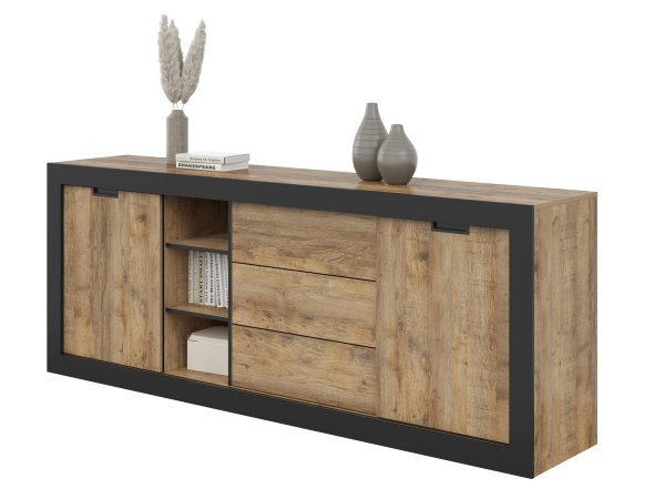 Nábytek do obývacího pokoje TUDOR dub Samdal/černý mat