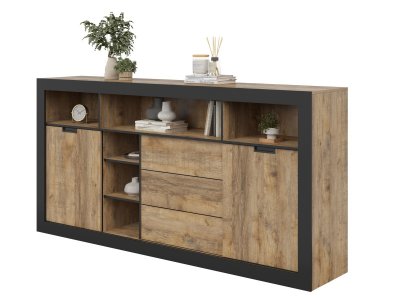 Komoda do jídelny a obývacího pokoje (typ 43) TUDOR dub Samdal/černý mat