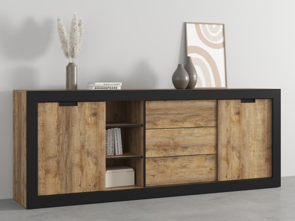 Nábytek do obývacího pokoje TUDOR dub Samdal/černý mat
