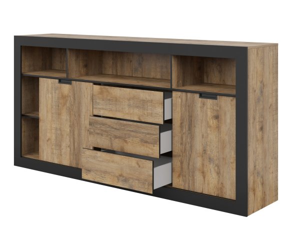 Komoda do jídelny a obývacího pokoje (typ 43) TUDOR dub Samdal/černý mat