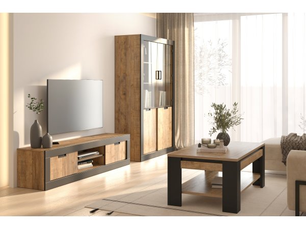 Nábytek do obývacího pokoje TUDOR 2 dub Samdal/černý mat