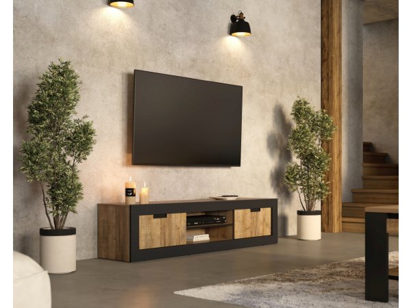 Nábytek do obývacího pokoje TUDOR dub Samdal/černý mat