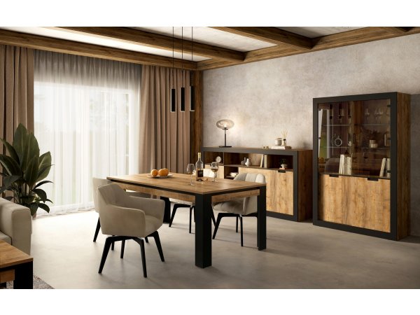 Komoda do jídelny a obývacího pokoje (typ 43) TUDOR dub Samdal/černý mat