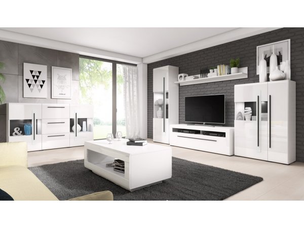 Konferenční stolek TULSA bílá/bílý lesk