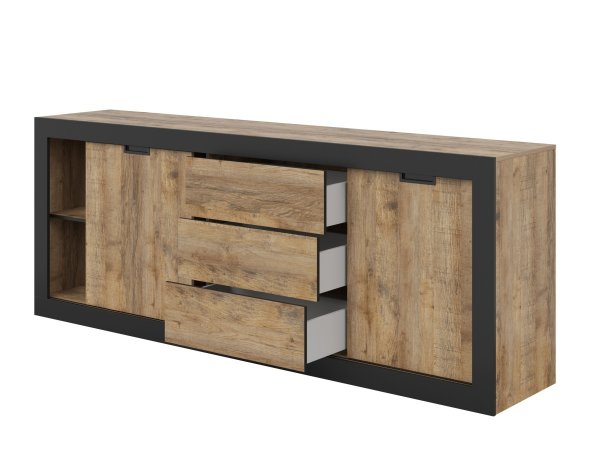 Nábytek do obývacího pokoje TUDOR dub Samdal/černý mat