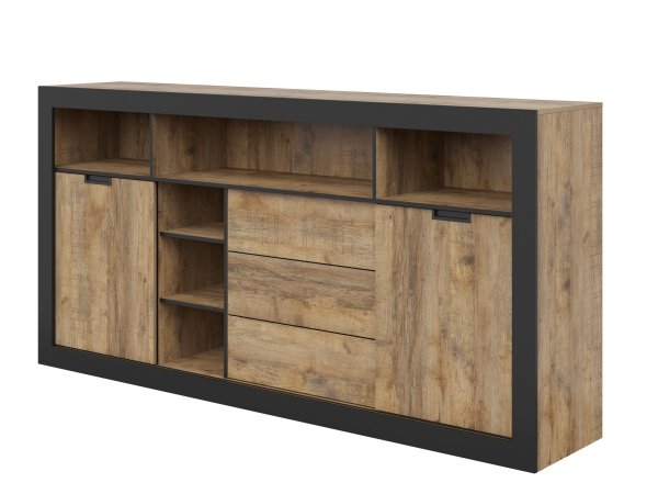 Komoda do jídelny a obývacího pokoje (typ 43) TUDOR dub Samdal/černý mat