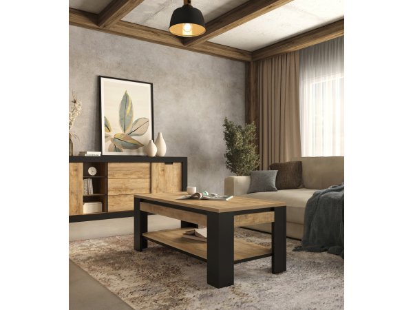 Nábytek do obývacího pokoje TUDOR 2 dub Samdal/černý mat