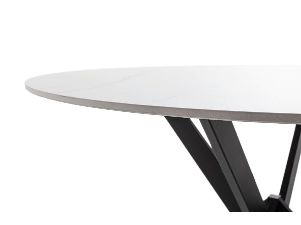 Jídelní stůl UBATE bílý mramor, podnož černá matná (Ø120 cm)