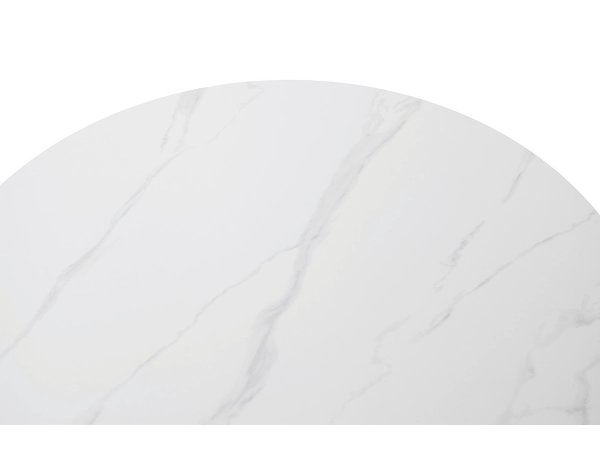 Jídelní stůl UBATE bílý mramor, podnož černá matná (Ø120 cm)