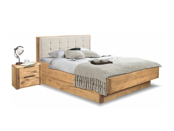 Dubová postel DENVER dub přírodní, látka D´ORO 5114 Ecru