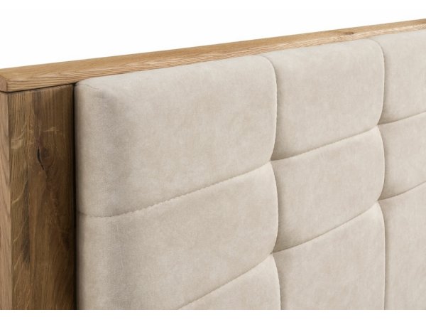 Dubová postel DENVER dub přírodní, látka D´ORO 5114 Ecru