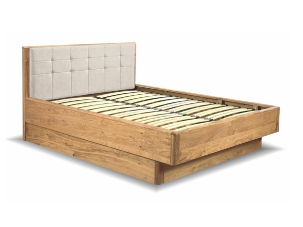 Dubová postel DENVER dub přírodní, látka D´ORO 5114 Ecru