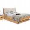 Dubová postel DENVER dub přírodní, látka D´ORO 5114 Ecru