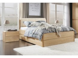Postel s úložným prostorem včetně roštu 160x200 ATLANTA typ 16 dub přírodní, látka D'ORO 5114 Ecru