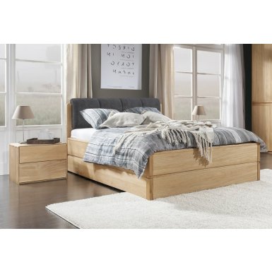 Postel s úložným prostorem včetně roštu 180x200 ATLANTA typ 18 dub přírodní, látka D'ORO 5110 Grafit