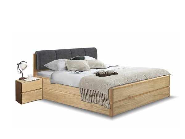 Postel s úložným prostorem včetně roštu 140x200 ATLANTA typ 14 dub přírodní, látka D'ORO 5110 Grafit
