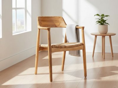 Jídelní židle Getafe, přírodní, banánový list a dřevo Sungkai – House Nordic