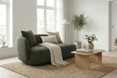 Mykonos lenoška s polštářem, zelená, 175 × 88 × 85 cm – House Nordic